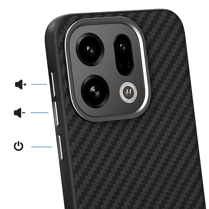Avis Abeel Coque pour Oppo Find X9 Compatible MagSafe / Qi2 Texturée Fibre de Carbone 6D Noir