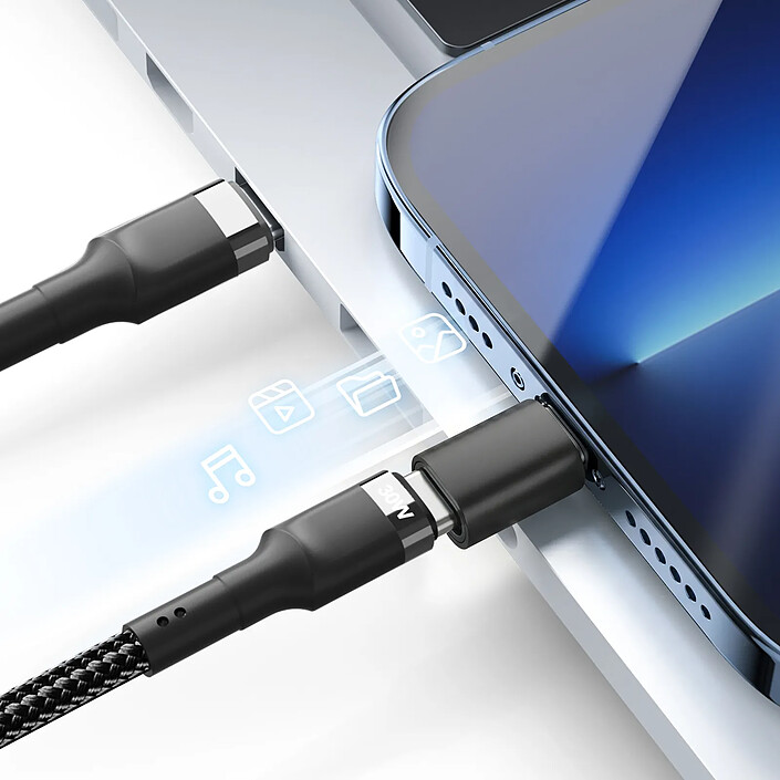 Blue Star Adaptateur Convertisseur USB-C vers Lightning pour iPhone et iPad Noir pas cher