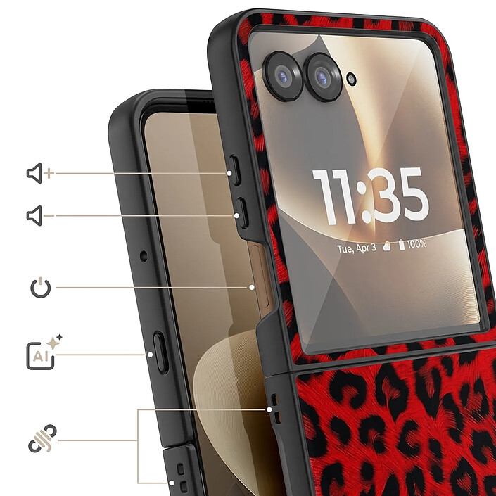 Avis Avizar Coque Léopard pour Motorola Razr 70 Ultra Protection Pliable Bimatière