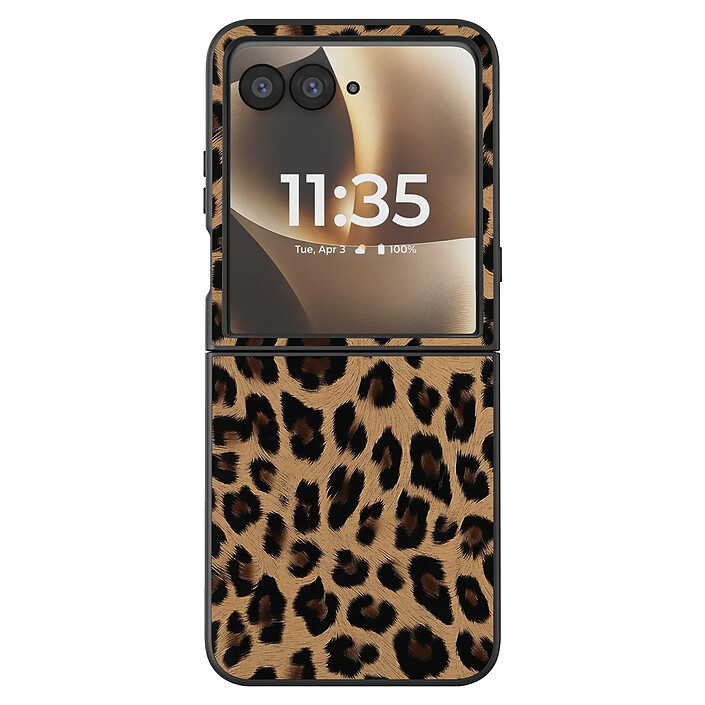 Avizar Coque Léopard pour Motorola Razr 70 Ultra Protection Pliable Bimatière
