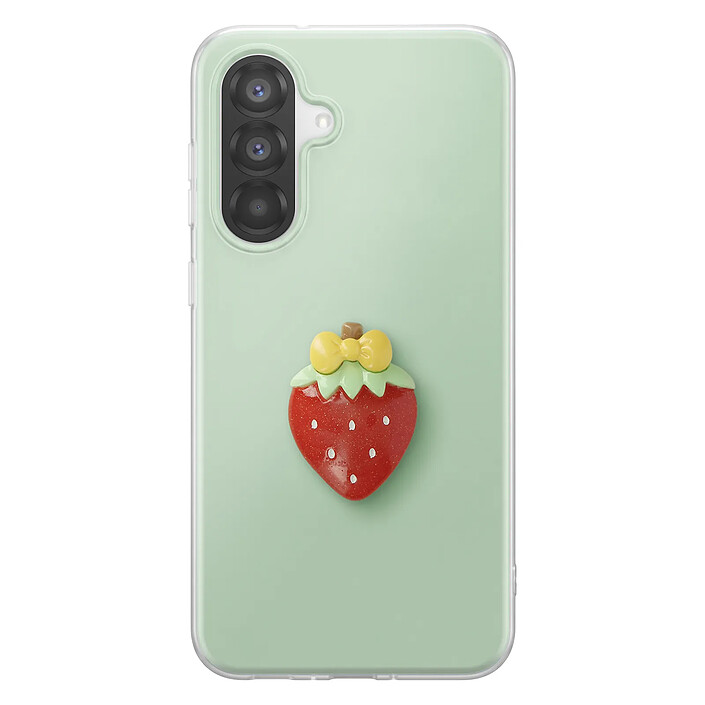 Avizar Coque pour Galaxy A36 avec Motif Fraise en Relief 3D et Contour Surélevé