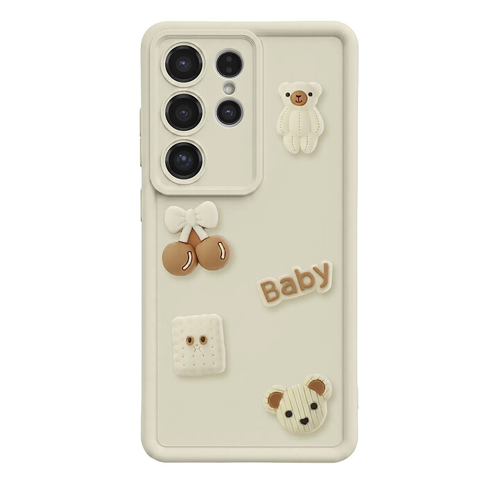 Avizar Coque pour Galaxy S25 Ultra Motifs Nounours Kawaii en 3D et Contour Surélevé