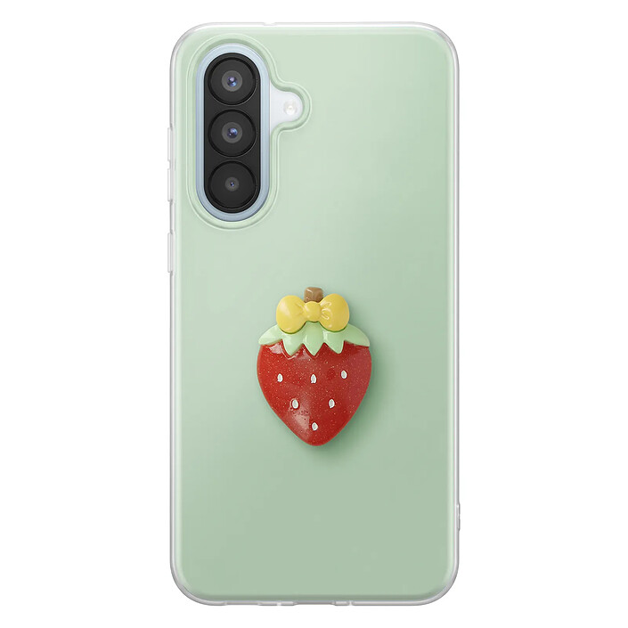 Avizar Coque pour Galaxy A57 avec Motif Fraise en Relief 3D et Contour Surélevé