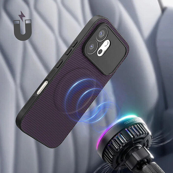 Avizar Coque MagSafe pour Honor 600 Effet Carbone et 2 Verres Trempés d'Écran pas cher