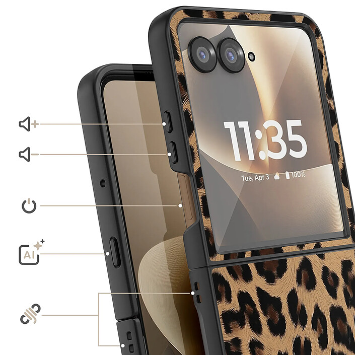 Avis Avizar Coque Léopard pour Motorola Razr 70 Ultra Protection Pliable Bimatière