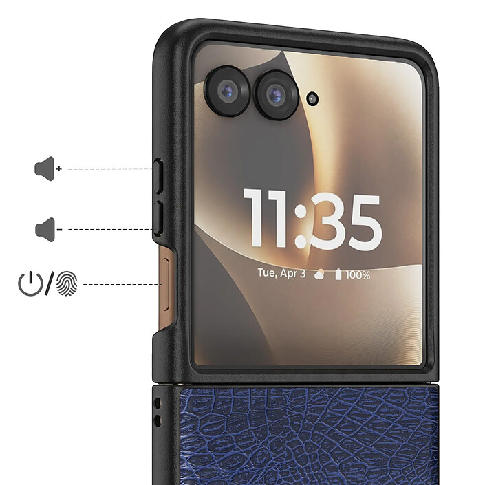 Avis Avizar Coque pour Motorola Razr 70 Ultra Effet Cuir Croco avec Écran Externe Dégagé