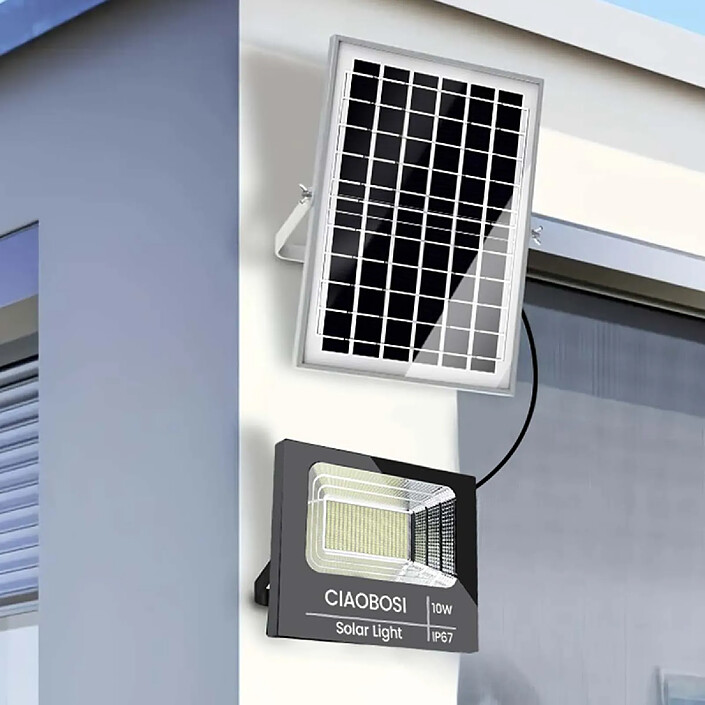 Avis Avizar Projecteur Solaire LED 10W IP67 avec Panneau Solaire Séparé et Télécommande