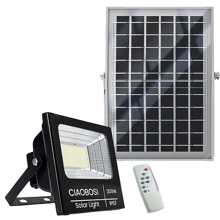 Avizar Projecteur Solaire LED 200W IP67 avec Panneau Solaire Séparé et Télécommande