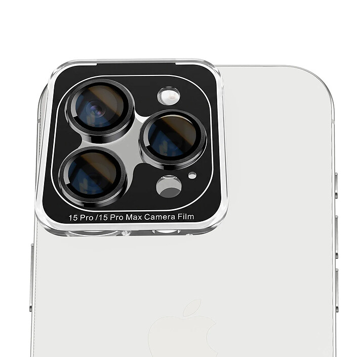 Blue Star Protection d'Objectif Caméra pour iPhone 15 Pro / 15 Pro Max avec Applicateur Noir / Transparent pas cher