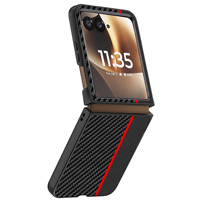 Avizar Coque pour Motorola Razr 70 Ultra Effet Fibres de Carbone Protection Rigide