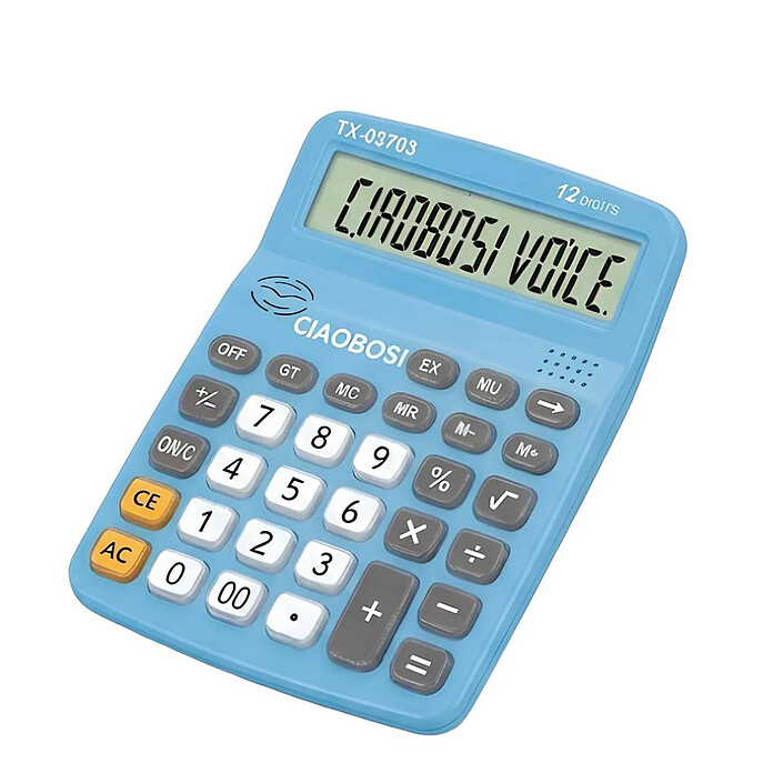 Avizar Calculatrice de Bureau 12 Chiffres avec Fonction Vocale et Écran LCD Bleu