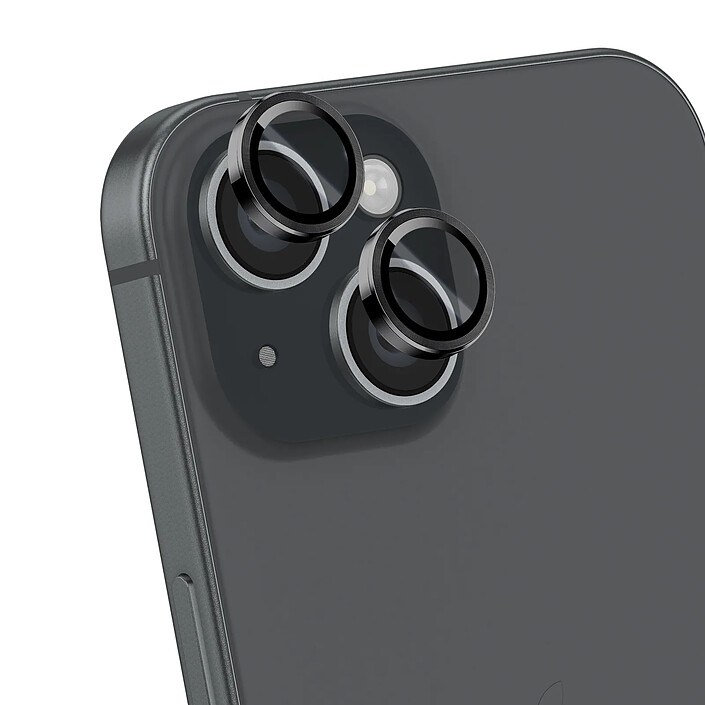 Blue Star Protection d'Objectif Caméra pour iPhone 15 / 15 Plus avec Applicateur Noir / Transparent