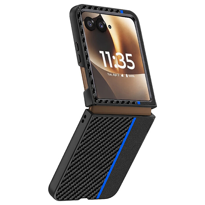 Avizar Coque pour Motorola Razr 70 Ultra Effet Fibres de Carbone Protection Rigide