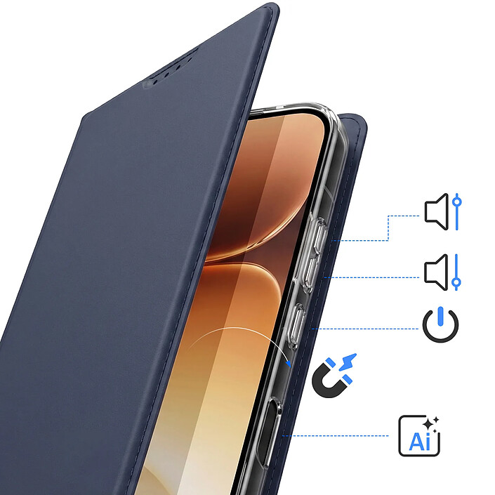 Avis Dux Ducis Étui pour Honor 600 Pro Série Skin Pro avec Porte-Cartes et Support Bleu nuit