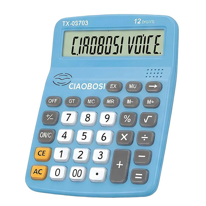 Avizar Calculatrice de Bureau 12 Chiffres avec Fonction Vocale et Écran LCD Bleu pas cher