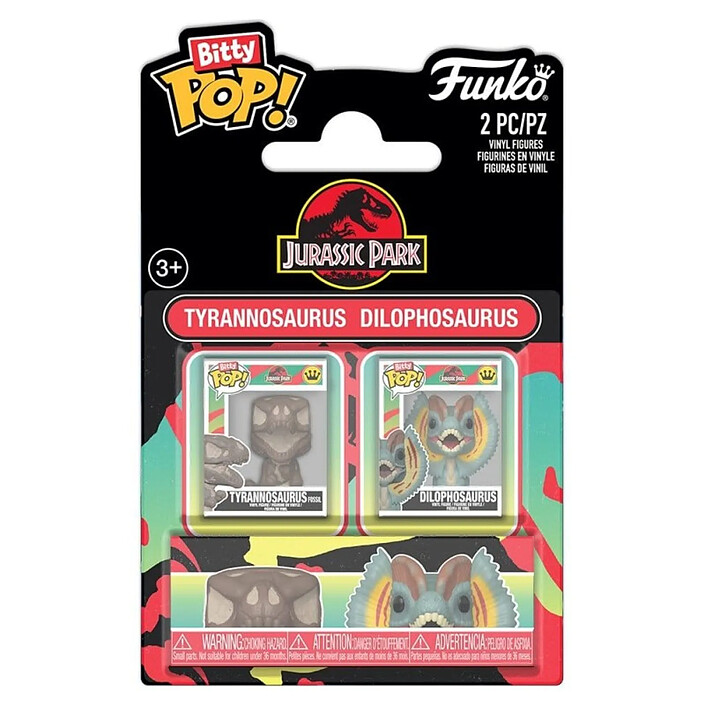 Jurassic Park - Pack 2 figurines Bitty POP! Tyrannosaurus Fossil & Dilophosaurus 2 cm