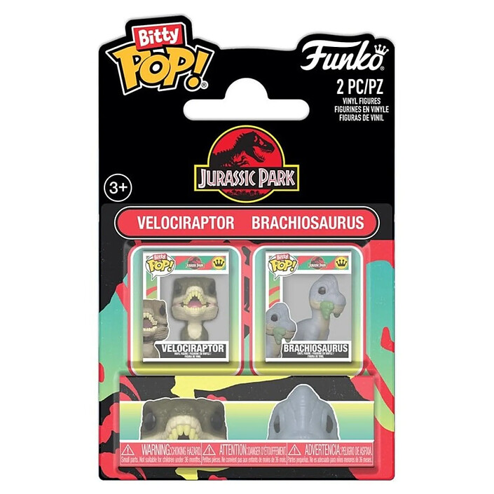 Jurassic Park - Pack 2 figurines Bitty POP! Velociraptor & Brachiosaurus 2 cm