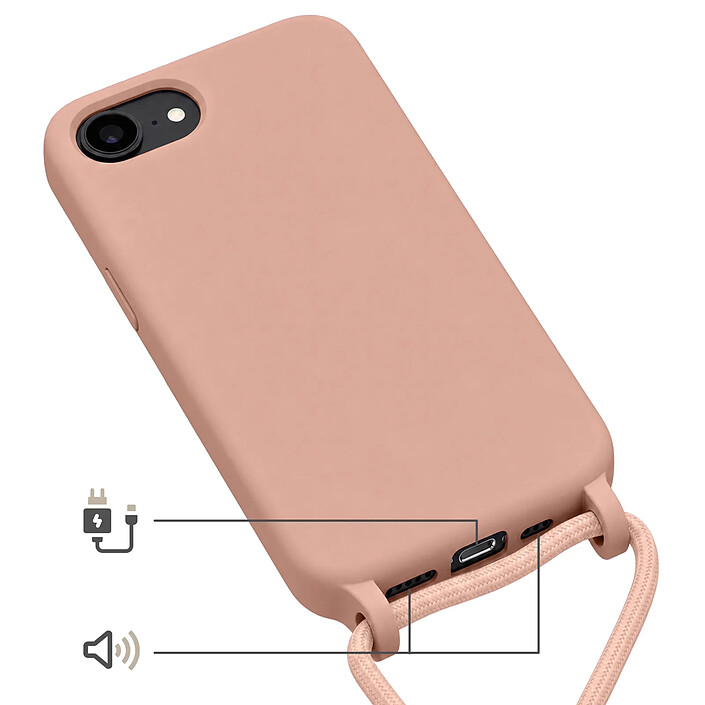 Acheter Avizar Coque pour iPhone 16e en Silicone avec Cordon en Nylon Tressé Ajustable