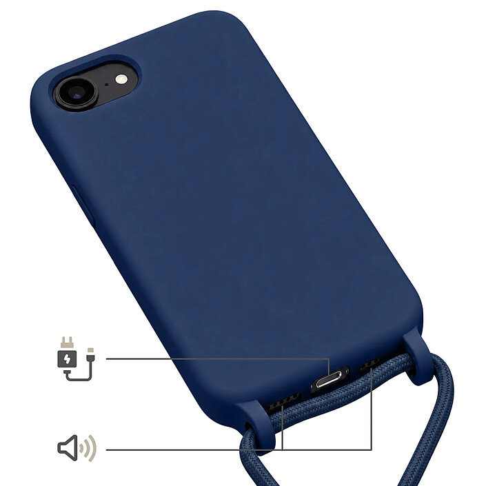 Acheter Avizar Coque pour iPhone 16e en Silicone avec Cordon en Nylon Tressé Ajustable