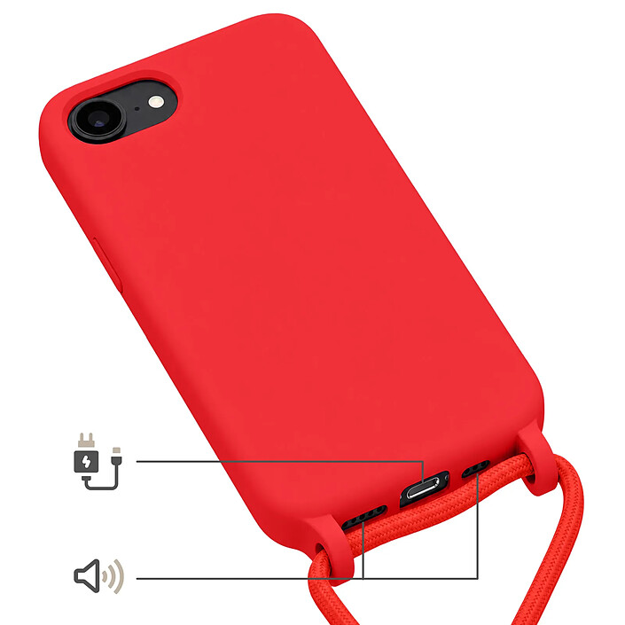 Acheter Avizar Coque pour iPhone 16e en Silicone avec Cordon en Nylon Tressé Ajustable