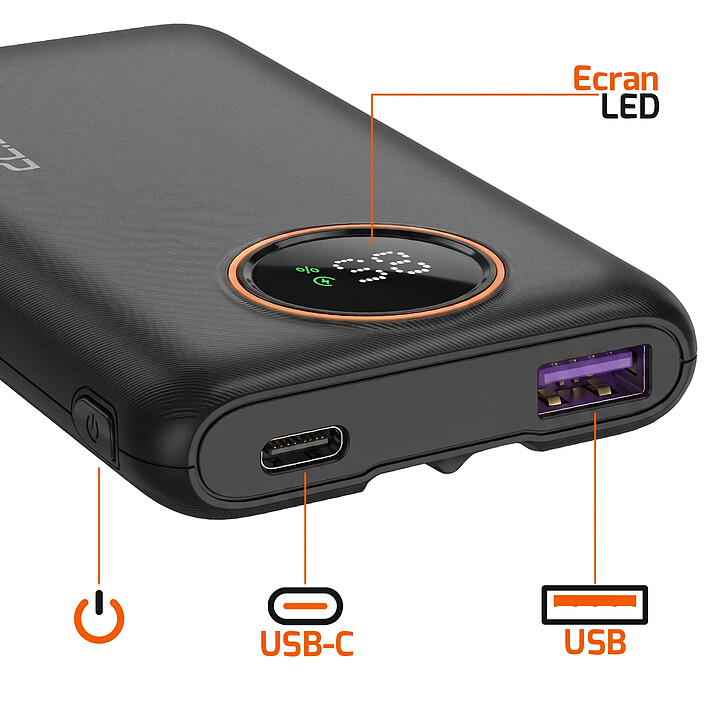 Avis LinQ PowerBank 10000mAh 22.5W avec Câbles Intégrés Lightning / USB-C et Écran LED Noir
