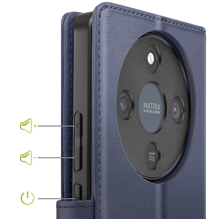 Acheter Mayaxess Étui Portefeuille 2 en 1 pour Honor Magic 8 Lite avec Coque Détachable Bleu nuit