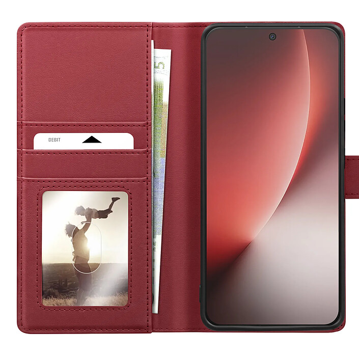 Mayaxess Étui Portefeuille 2 en 1 pour Honor Magic 8 Lite avec Coque Détachable Bordeaux pas cher