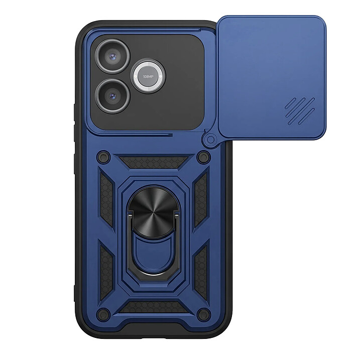 Mayaxess Coque pour Honor 600 Lite avec Cache Caméra Coulissante et Bague Magnétique Bleu nuit