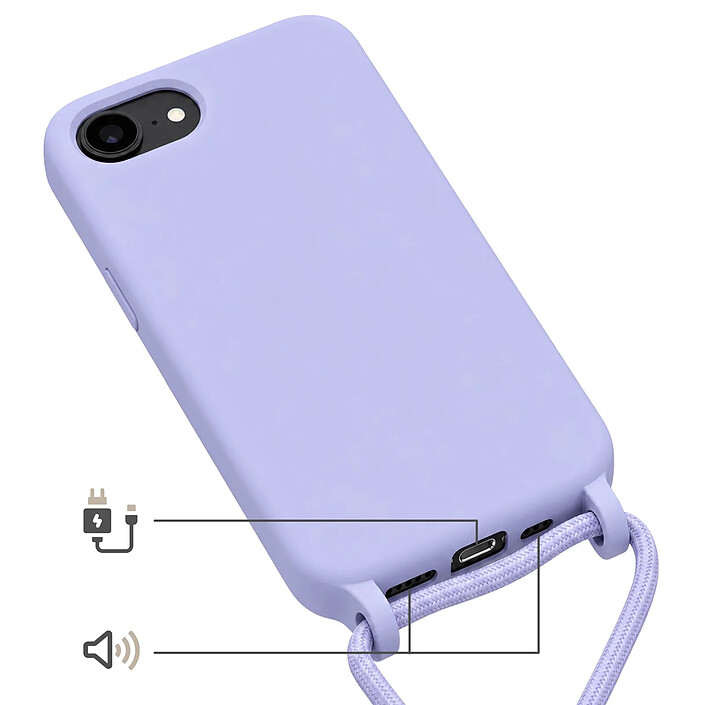 Acheter Avizar Coque pour iPhone 16e en Silicone avec Cordon en Nylon Tressé Ajustable