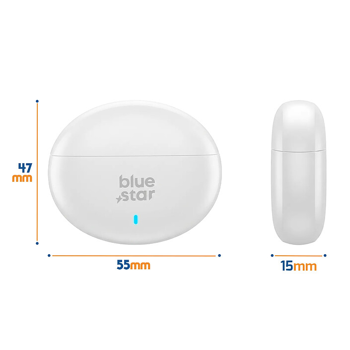 Blue Star Écouteurs TWS Bluetooth 6.0 avec Réduction de Bruit ANC et ENC Blanc pas cher