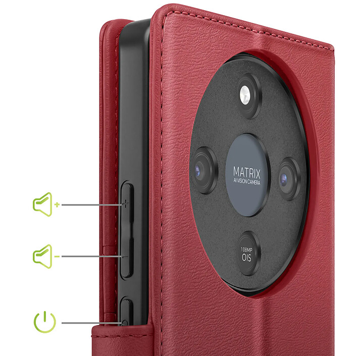 Acheter Mayaxess Étui Portefeuille 2 en 1 pour Honor Magic 8 Lite avec Coque Détachable Bordeaux