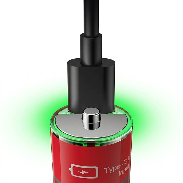 Avis Yesido Lot de 4 Piles AA Lithium-Ion 1430mAh 1.5V 2146mWh Rechargeables USB-C Noir / Rouge