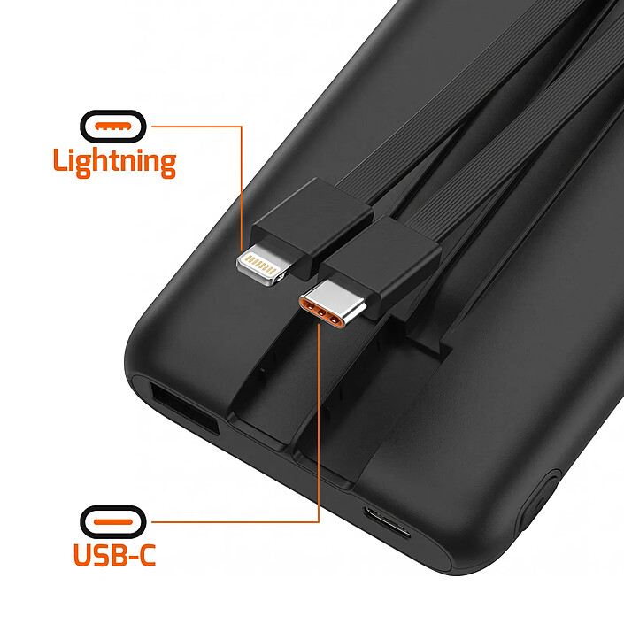 Acheter LinQ PowerBank 10000mAh 22.5W avec Câbles Intégrés Lightning / USB-C et Écran LED Noir