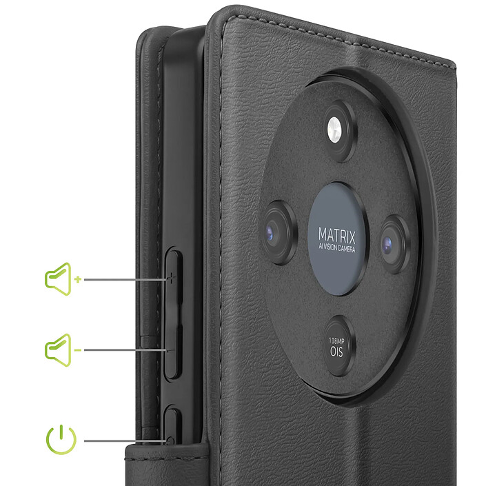 Acheter Mayaxess Étui Portefeuille 2 en 1 pour Honor Magic 8 Lite avec Coque Détachable Noir