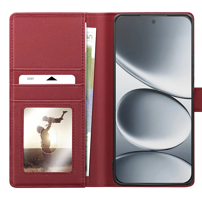 Mayaxess Étui Portefeuille 2 en 1 pour Redmi Note 15 avec Coque Détachable Bordeaux pas cher
