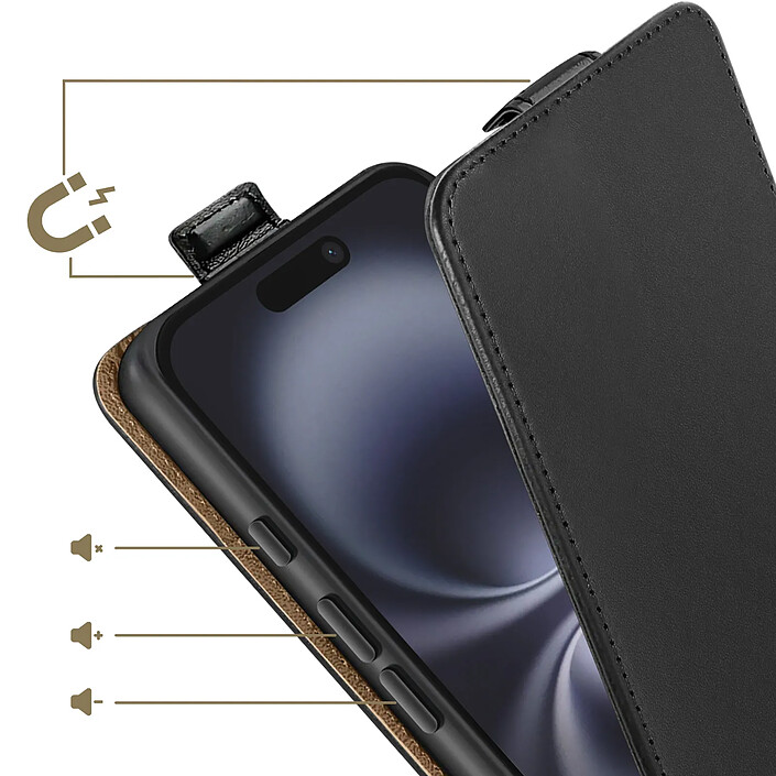 Avis Avizar Étui à Clapet Vertical Magnétique pour iPhone 16 avec Porte-carte Intégré