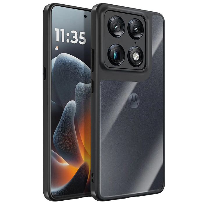 iMak Coque pour Motorola Signature Antichoc Bi-Matière avec Coins Renforcés Noir