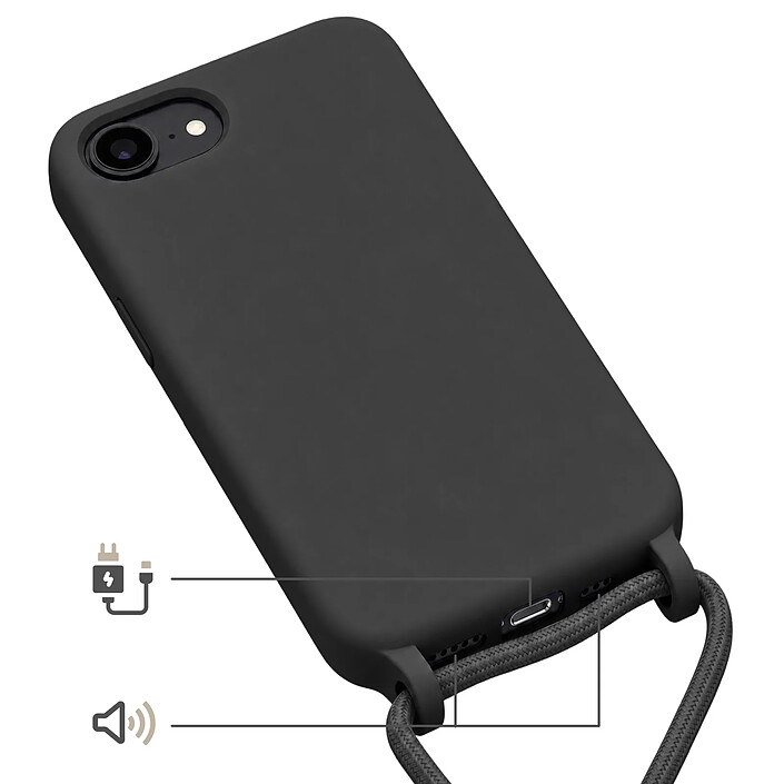 Acheter Avizar Coque pour iPhone 16e en Silicone avec Cordon en Nylon Tressé Ajustable