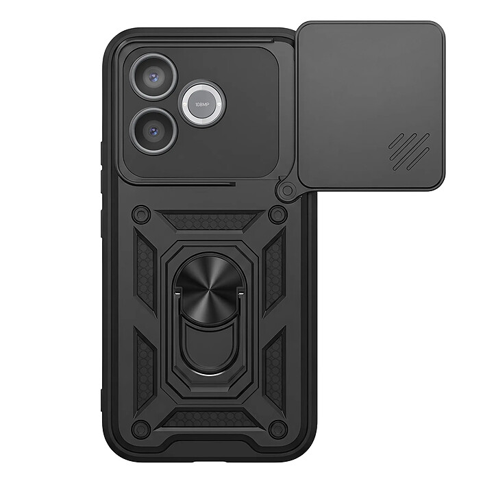 Mayaxess Coque pour Honor 600 Lite avec Cache Caméra Coulissante et Bague Magnétique Noir