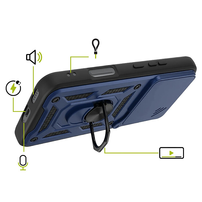 Avis Mayaxess Coque pour Honor 600 Lite avec Cache Caméra Coulissante et Bague Magnétique Bleu nuit