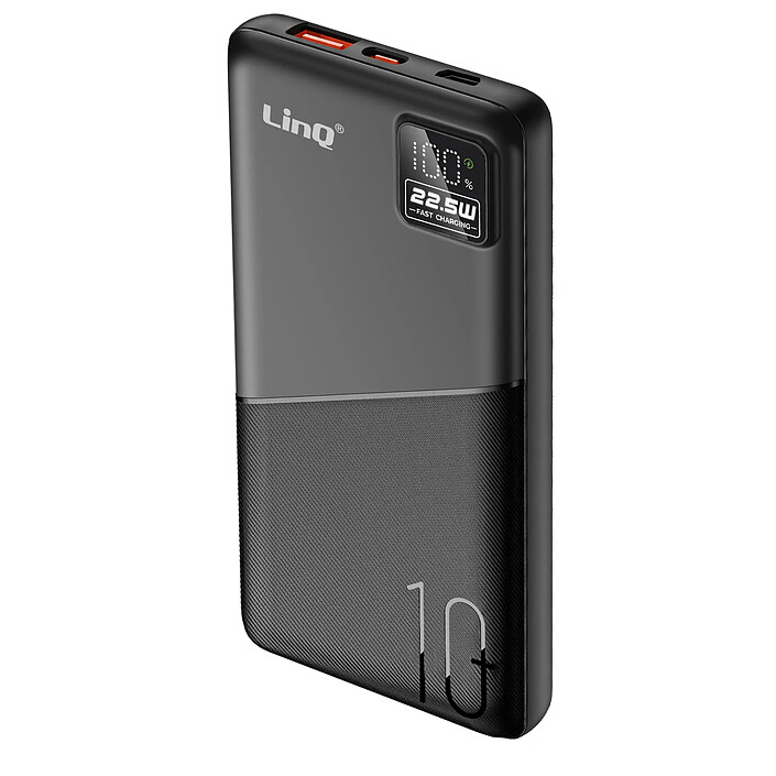 LinQ PowerBank 10000mAh 22.5W Power Delivery USB-C / USB-A avec Écran LED Noir
