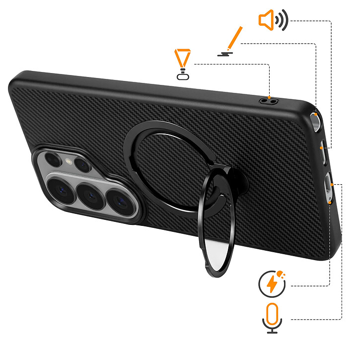 Avis Avizar Coque pour Galaxy S26 Ultra Effet Carbone avec Anneau Magnétique Rotatif