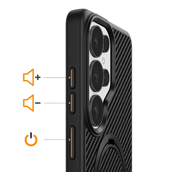 Acheter Avizar Coque pour Galaxy S26 Ultra Effet Carbone avec Anneau Magnétique Rotatif