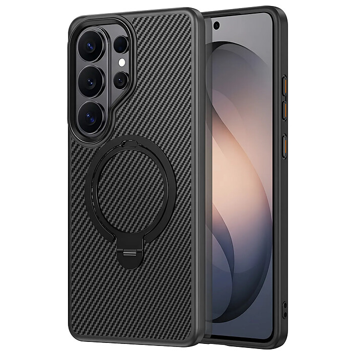 Avizar Coque pour Galaxy S26 Ultra Effet Carbone avec Anneau Magnétique Rotatif