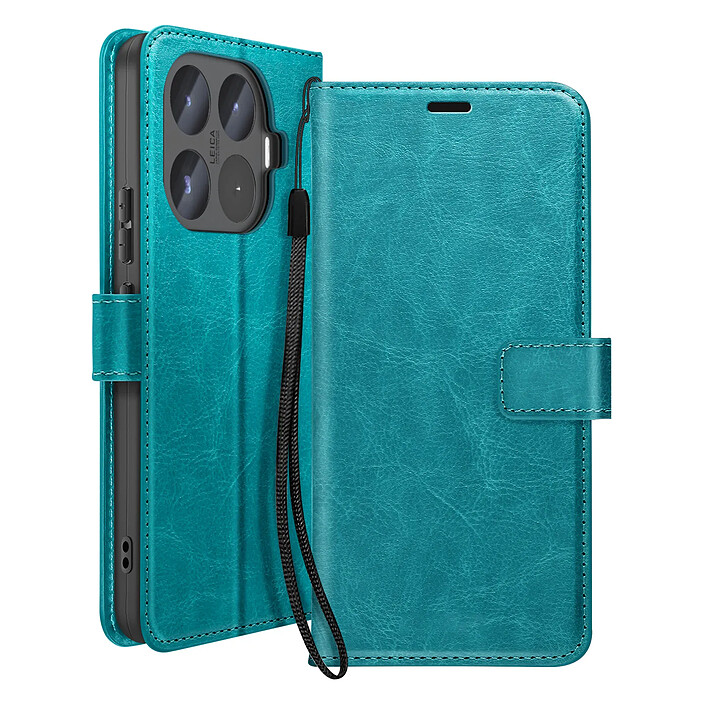 Mayaxess Étui Portefeuille pour Xiaomi 17T avec Dragonne et Fonction Support Turquoise