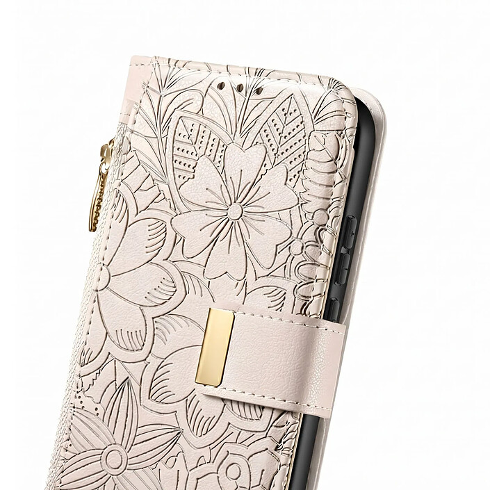 Acheter Avizar Étui Portefeuille pour Galaxy A56 Motif Floral avec Poche Zippée Intégrée
