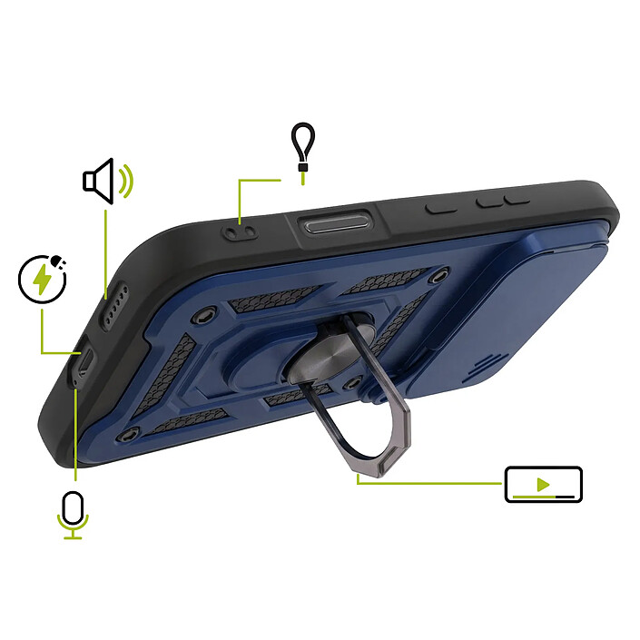 Avis Mayaxess Coque pour Honor 600 Pro avec Cache Caméra Coulissante et Bague Magnétique Bleu nuit