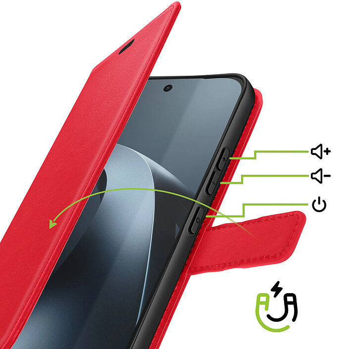 Avis Mayaxess Étui Portefeuille pour Xiaomi 17T avec Dragonne et Fonction Support Rouge