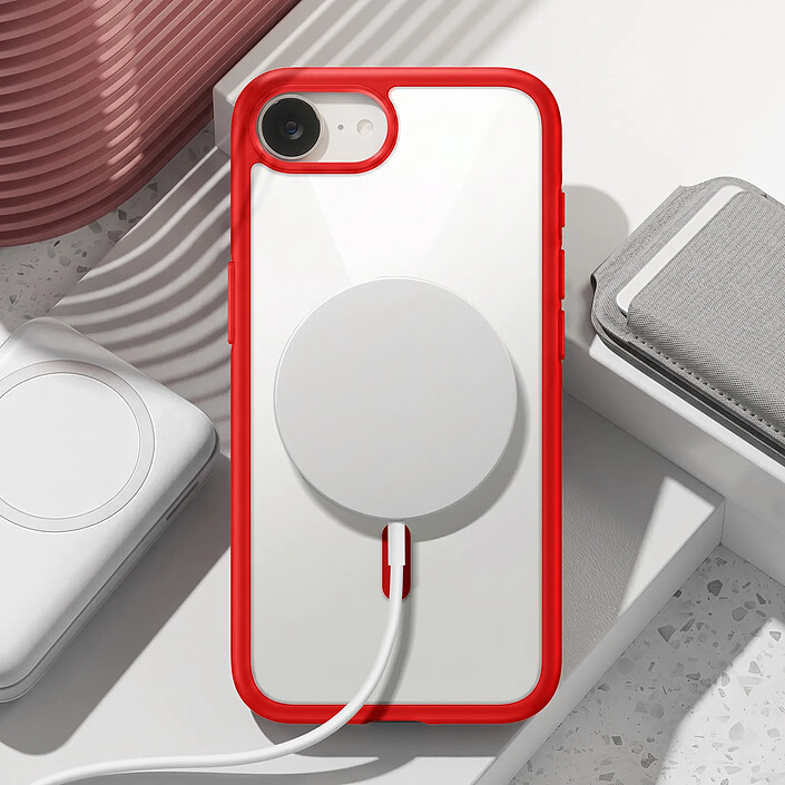 Avis Zanaé Coque MagSafe pour iPhone 16e avec Contour Souple et Caméra Surélevée Rouge