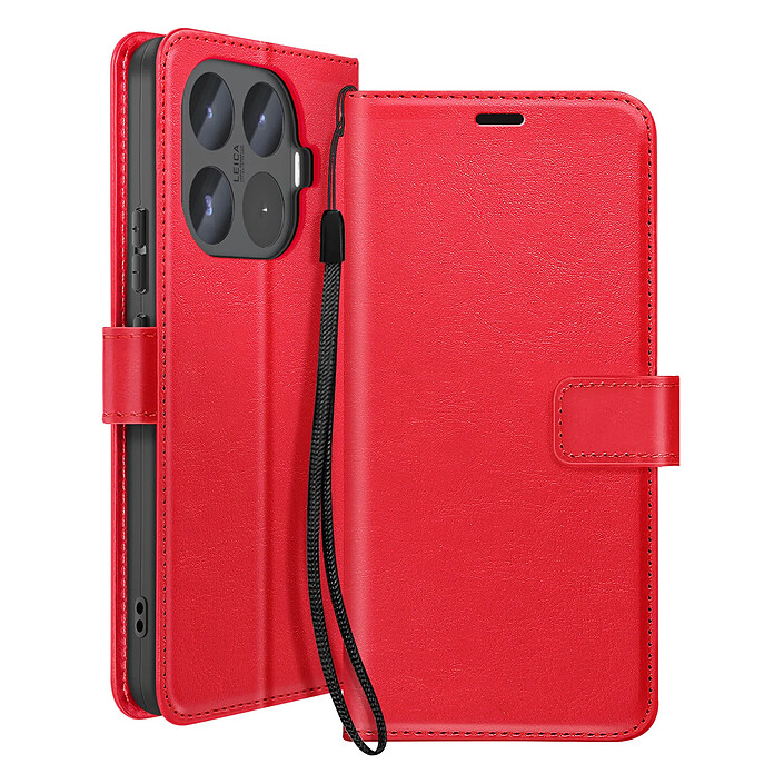 Mayaxess Étui Portefeuille pour Xiaomi 17T avec Dragonne et Fonction Support Rouge